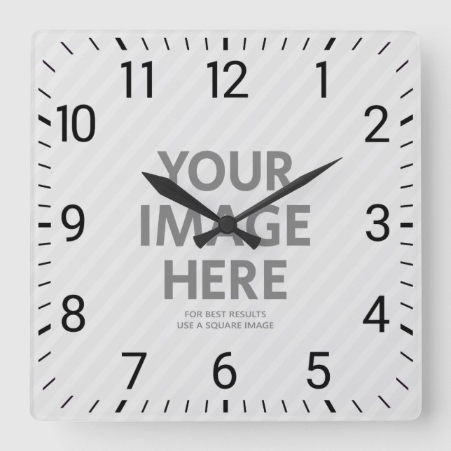 Personalized Wall Clocks Custom Big Square Photo Quadratische Wanduhr (Vorderseite)