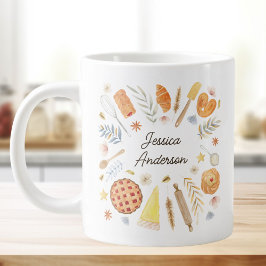 Personalized Watercolor Baking Pastry Chef Jumbo-Tasse