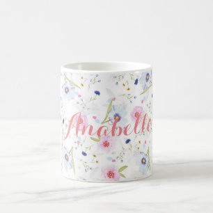 Personalized Watercolor-BlumenTasse Kaffeetasse