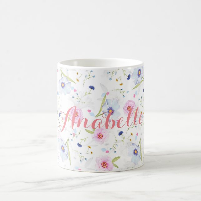 Personalized|| Watercolor-BlumenTasse Kaffeetasse (Mittel)