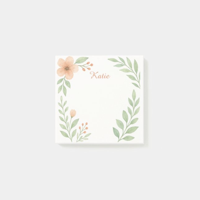 Personalized Watercolor Botanical Sticky Notes Post-it Klebezettel (Vorderseite)