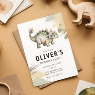 Personalized Watercolor Dinosaur Birthday Party Einladung