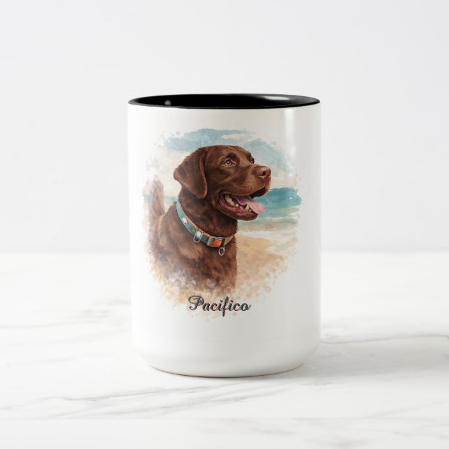 Personalized Watercolor Dog Portrait Mug | Custom  Zweifarbige Tasse (Mittel)