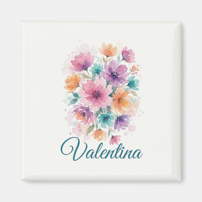 Personalized Watercolor Floral Name Magnet (Vorne)