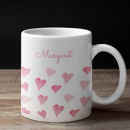 Personalized Watercolor Hearts Pretty Hand-Drawn Kaffeetasse