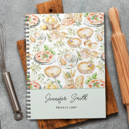 Personalized Watercolor Mediterranean Food Pattern Notizblock