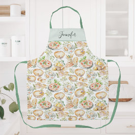 Personalized Watercolor Mediterranean Food Pattern Schürze