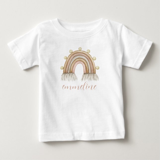 Personalized Watercolor Rainbow Baby T-shirt (Vorderseite)