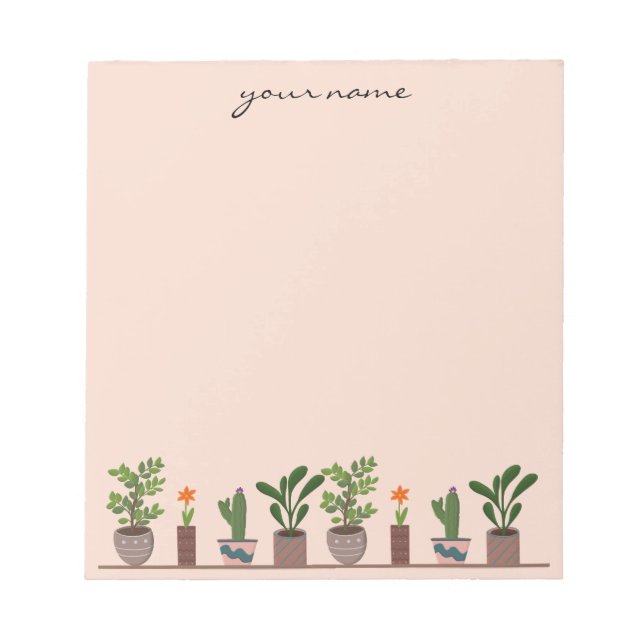 Personalized Watercolor Succulents Boho Notepad Notizblock (Vorderseite)