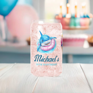 Personalized Waterpark Shark Pool Party Dosenglas