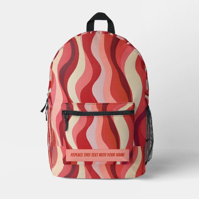 Personalized Wavy Stripe Backpack Bedruckter Rucksack (Vorderseite)