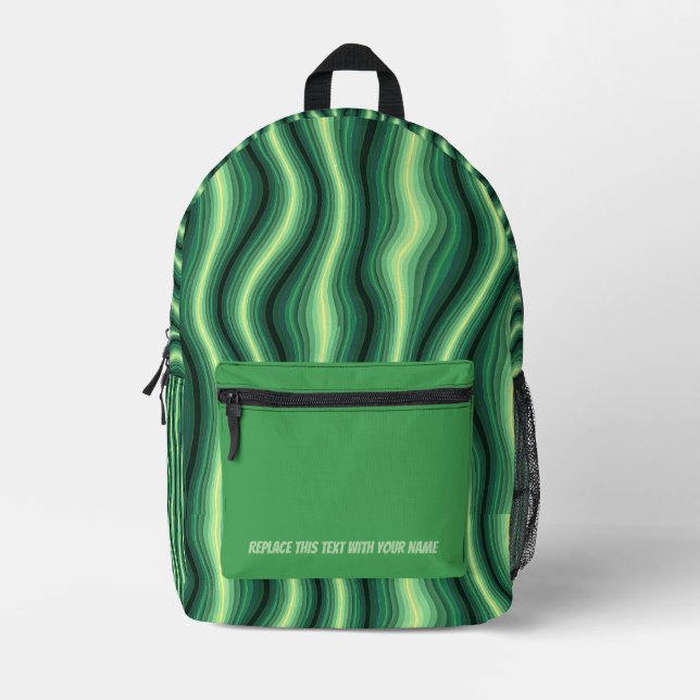 Personalized Wavy Stripe Backpack Bedruckter Rucksack (Vorderseite)