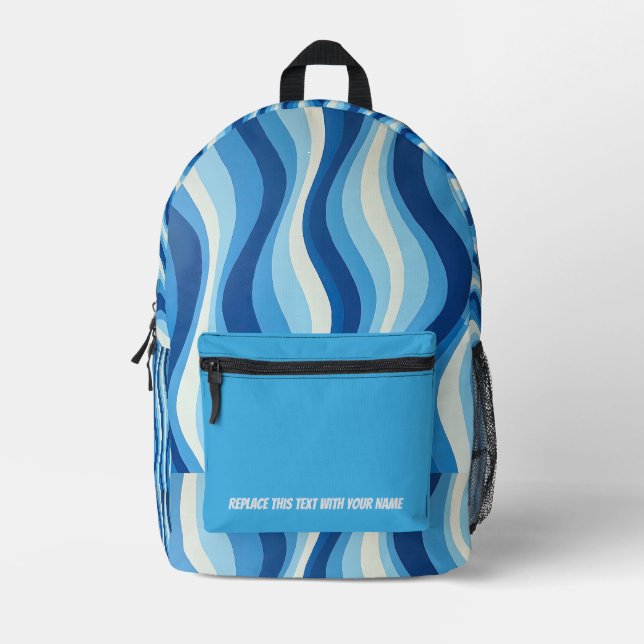 Personalized Wavy Stripe Backpack Bedruckter Rucksack (Vorderseite)