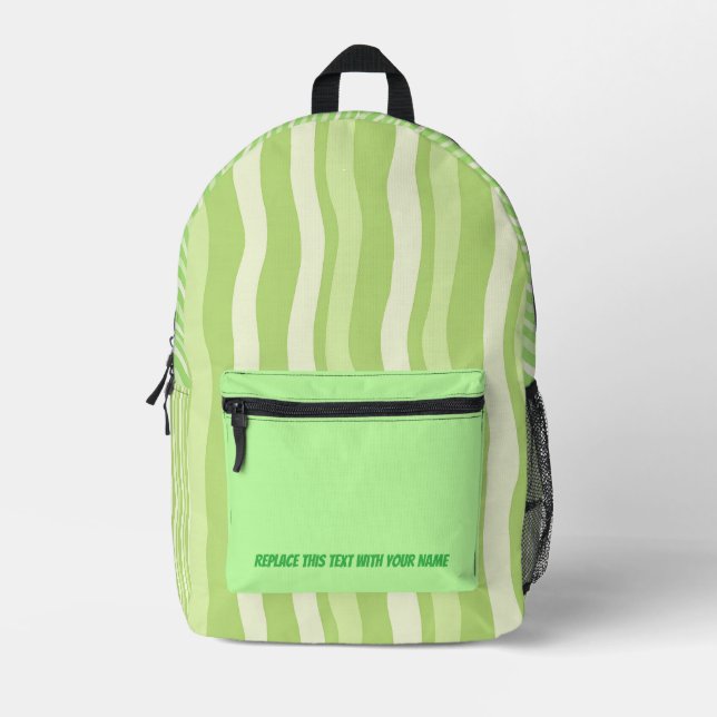 Personalized Wavy Stripe Backpack Bedruckter Rucksack (Vorderseite)