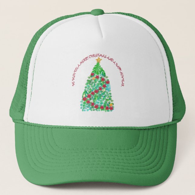 PERSONALIZED WE WISH YOU A MERRY CHRISTMAS TRUCKERKAPPE (Vorderseite)