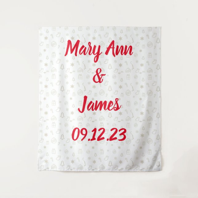 Personalized Wedding Backdrop Pink Gold Lights Wandteppich (Vorderseite)