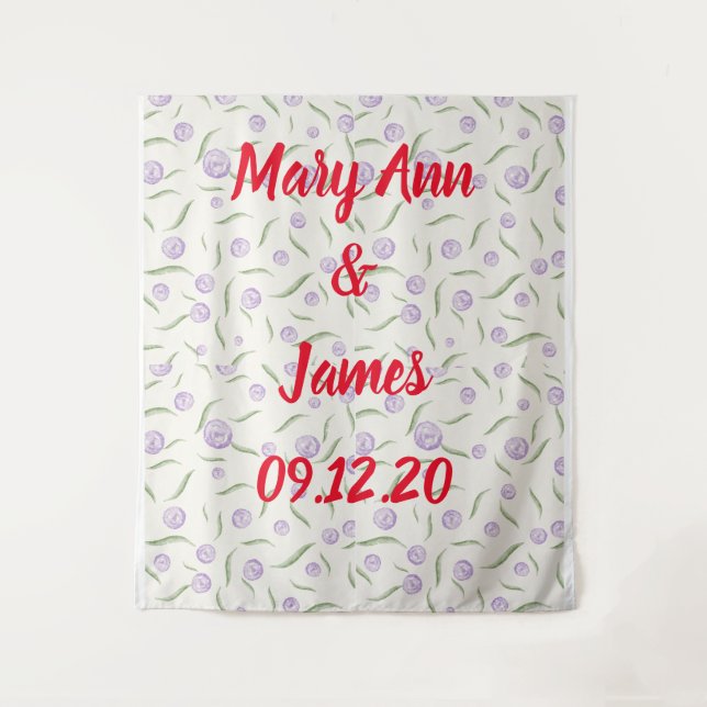 Personalized Wedding Backdrop Pink Gold Lights Wandteppich (Vorderseite)