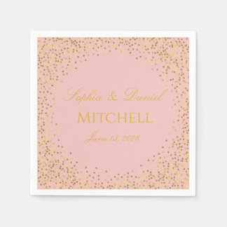 Personalized Wedding Custom Color & Gold Confetti Serviette