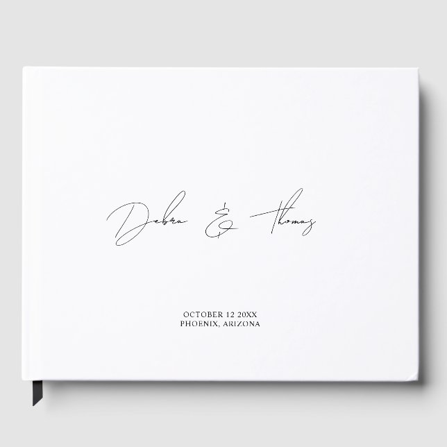 Personalized Wedding Modern Minimalist Black White Gästebuch (Vorderseite)