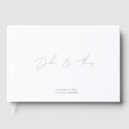 Personalized Wedding Modern Minimalist White Gästebuch