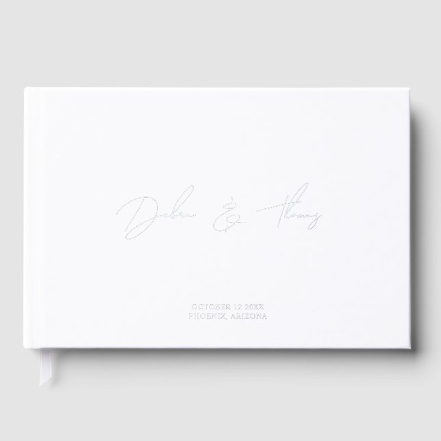 Personalized Wedding Modern Minimalist White Gästebuch (Vorderseite)
