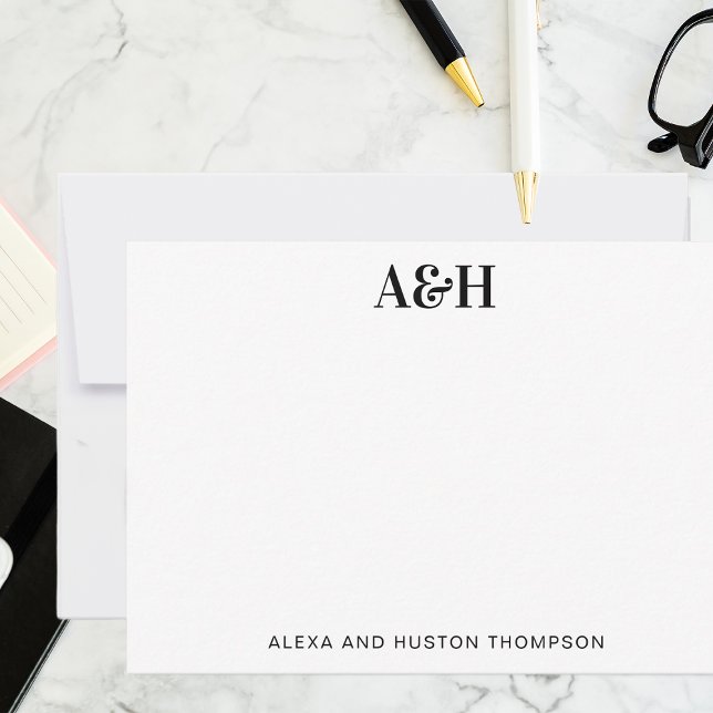 Personalized Wedding Monogram Stationery Elegant Dankeskarte (Von Creator hochgeladen)