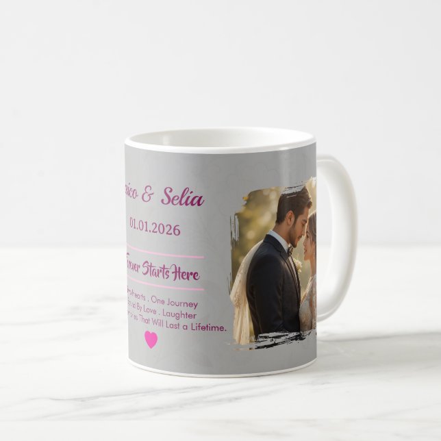 Personalized Wedding Mug  | Custom Couple  Kaffeetasse (VorderseiteRechts)