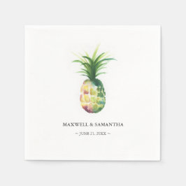 Personalized Wedding Napkins Tropical Pineapple Serviette
