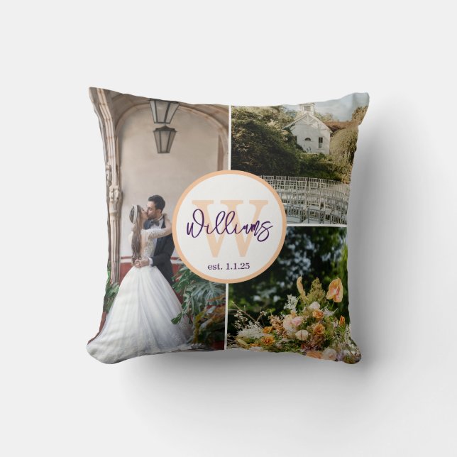 Personalized Wedding Pillow with Initial & Date Kissen (Vorderseite)