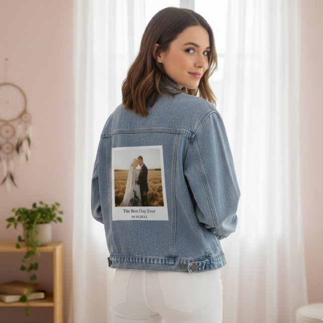 Personalized Wedding Polaroid Photo Denim Jacket (Créateur téléchargé)