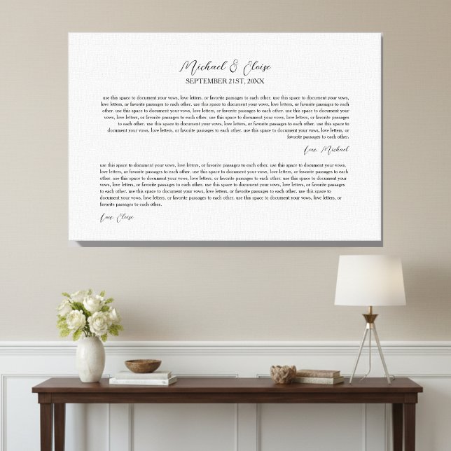 Personalized Wedding Vows Keepsake Leinwanddruck (Personalized Wedding Vows Keepsake Canvas Print)