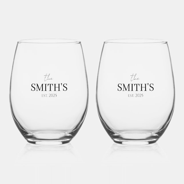Personalized Wedding Wine Glass Weinglas Ohne Stiel (Vorderseite)