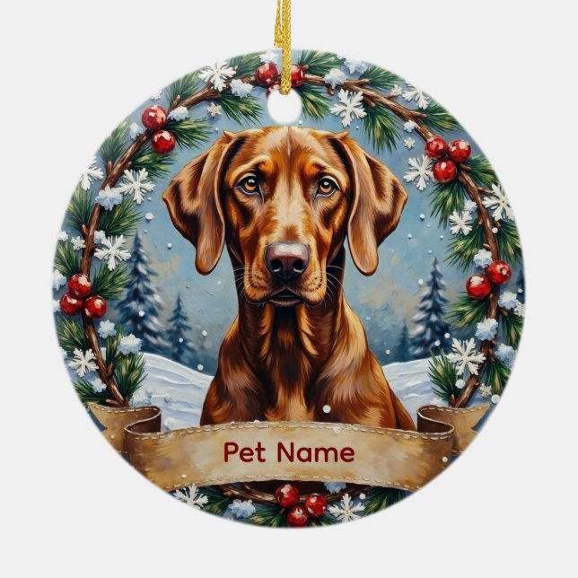 Personalized Weimaraner Christmas Keramik Ornament (Hinten)