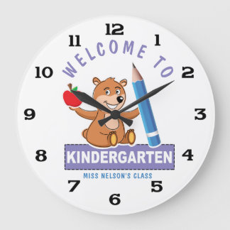 Personalized Welcome to Kindergarten Große Wanduhr