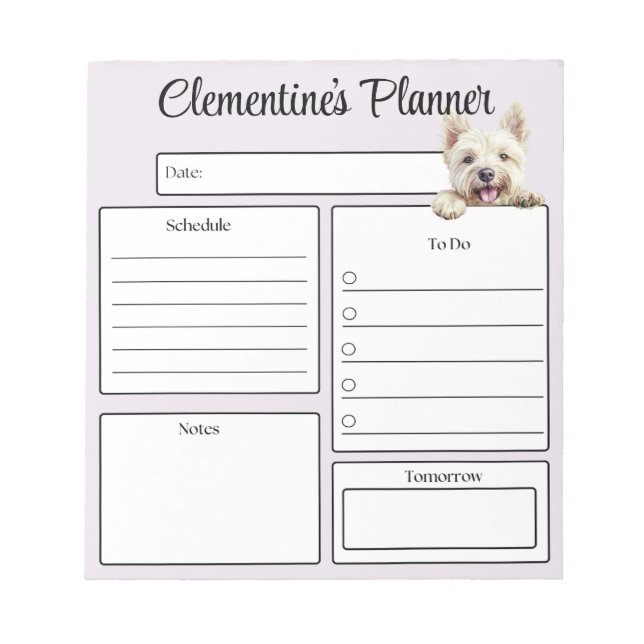 Personalized Westie Daily Planner Notizblock (Vorderseite)