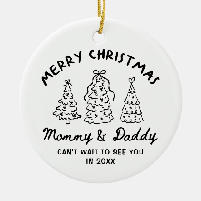 Personalized Whimsical Baby Announcement Ornament (Vorne)