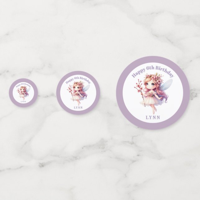 Personalized Whimsical Floral Fairy  Konfetti (Rückseiten)