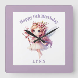 Personalized Whimsical Floral Fairy Quadratische Wanduhr
