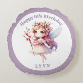 Personalized Whimsical Floral Fairy Rundes Kissen