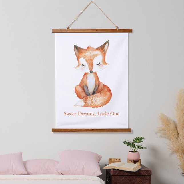 Personalized Whimsical Fox, Nursery Wall Art Wandteppich Mit Holzrahmen (Schlafzimmer)