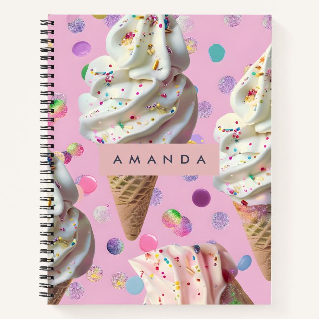 Personalized  Whimsical Pastel Ice Cream Dream  Notizbuch (Vorderseite)