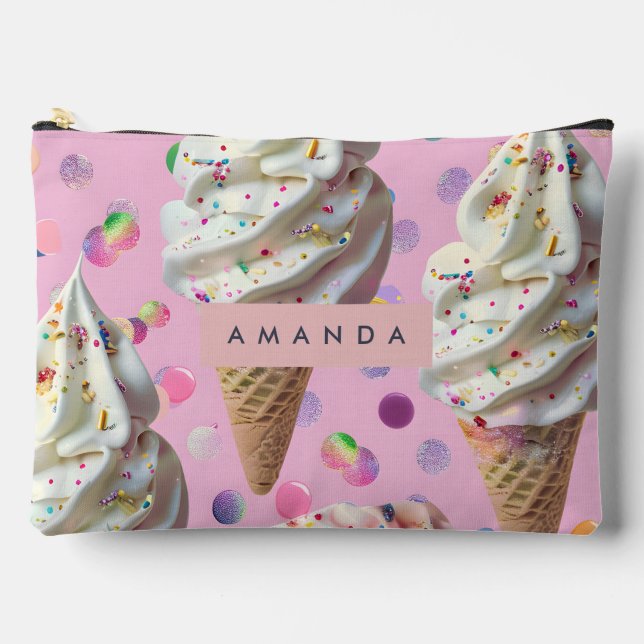 Personalized  Whimsical Pastel Ice Cream Dream  Zubehörtasche (Vorderseite)