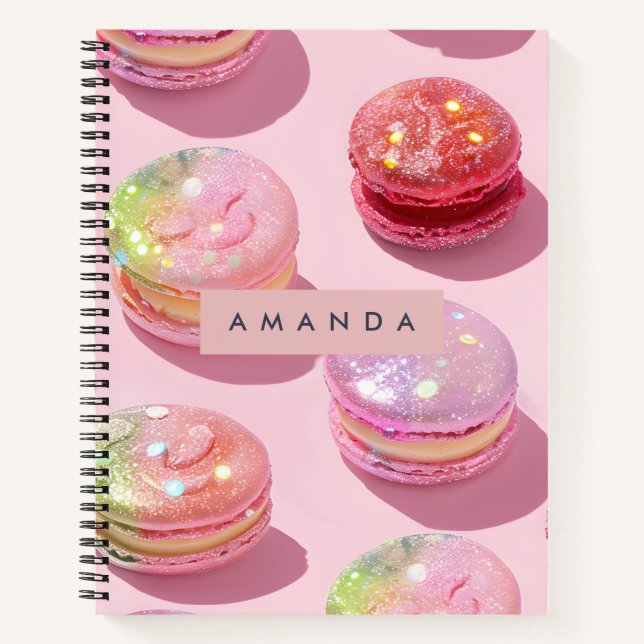 Personalized Whimsical Pastel Macaron Sparkle Notizbuch (Vorderseite)