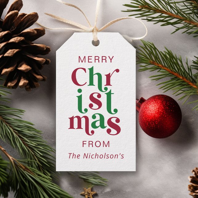 Personalized Whimsical Retro Merry Christmas  Geschenkanhänger (Von Creator hochgeladen)