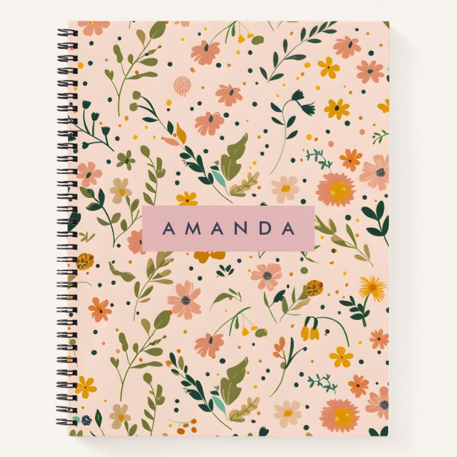 Personalized Whimsical Wildflower Meadow Notizbuch (Vorderseite)