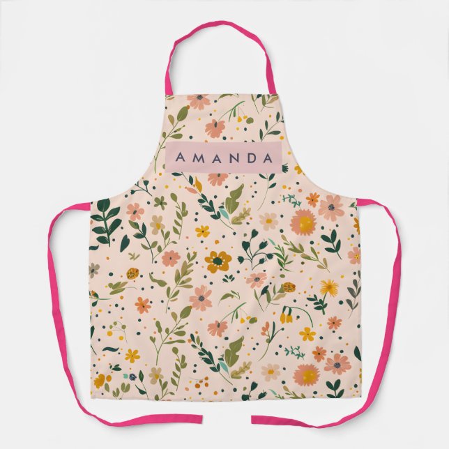 Personalized Whimsical Wildflower Meadow Schürze (Vorderseite)