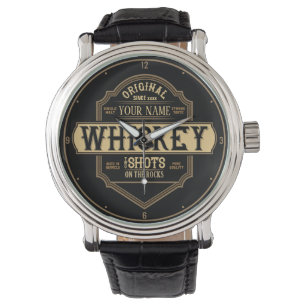 Personalized Whiskey on the Rocks Liquor Label Bar Armbanduhr