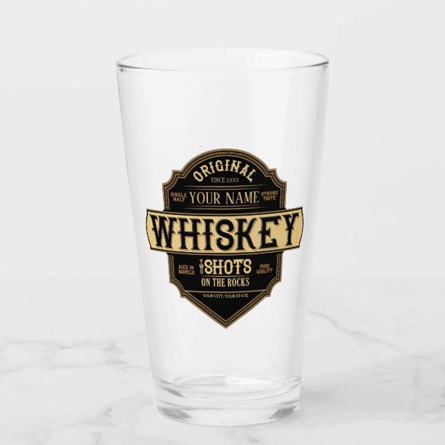 Personalized Whiskey on the Rocks Liquor Label Bar Glas (Vorderseite)