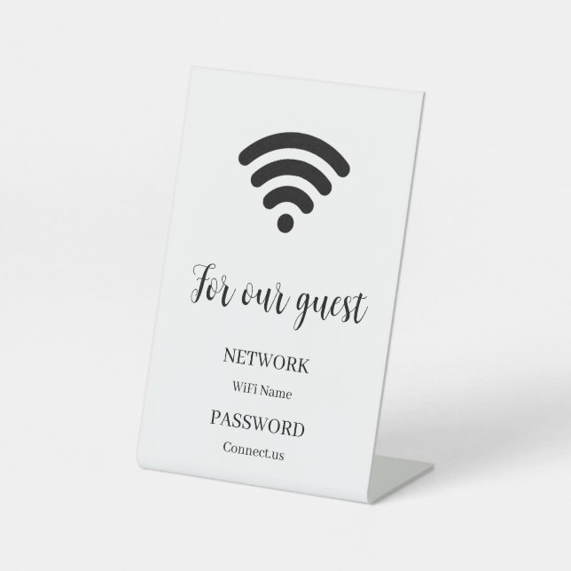 Personalized WiFi Password Display Pedestal Sign Sockelschild (Vorderseite)
