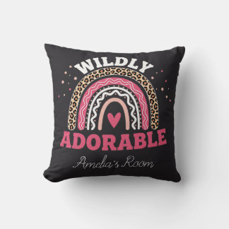 Personalized Wild One Boho Leopard Rainbow Throw  Kissen